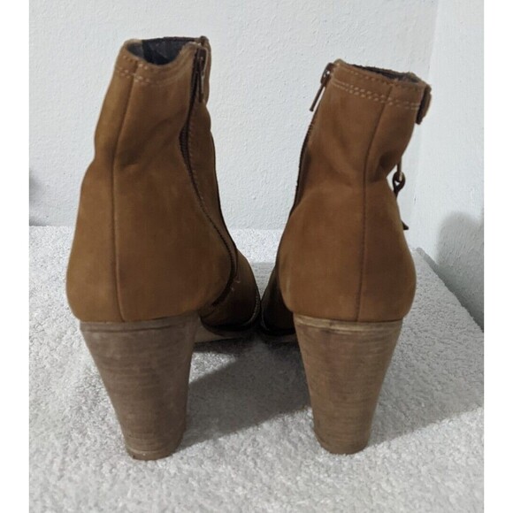 ALDO Womens Olenalla Sz 9 Suede Side Zip Heeled Ankle Bootie Cognac Tan Brown - Picture 5 of 9